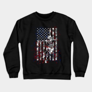 Lacrosse Camo American Flag Patriotic LAX 4th of July Gifts Crewneck Sweatshirt